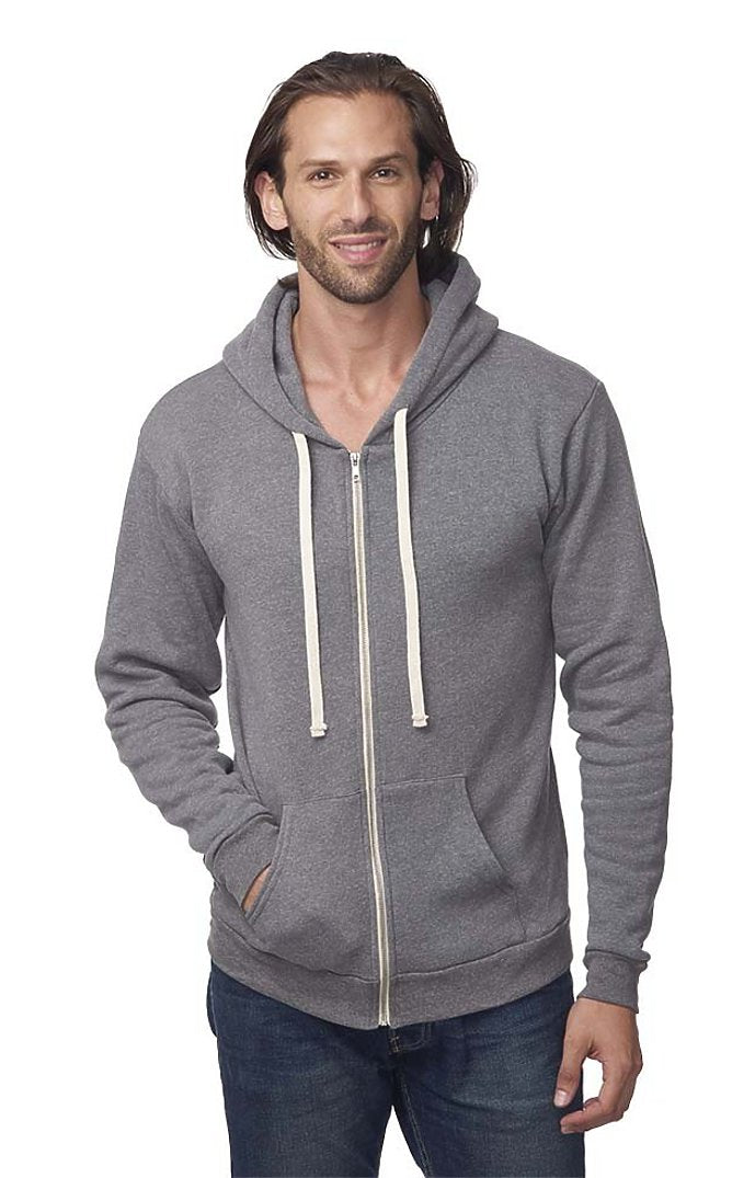 Royal Apparel 96050 Unisex Organic RPET Fleece Zip Hoodie - Heather Ash