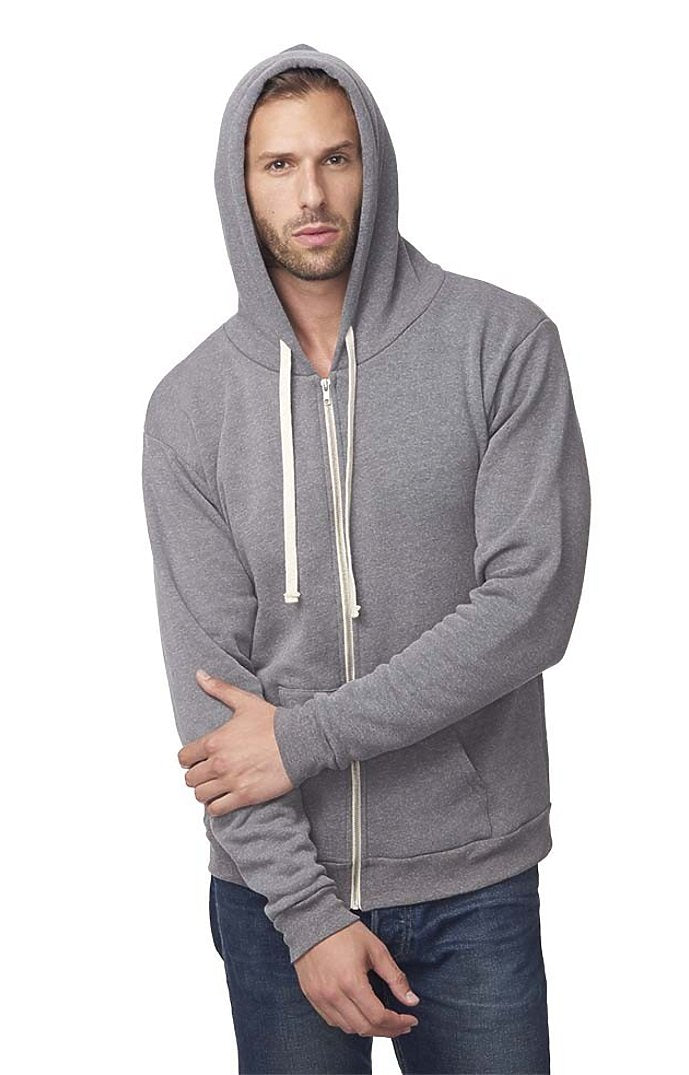 Royal Apparel 96050 Unisex Organic RPET Fleece Zip Hoodie - Heather Ash