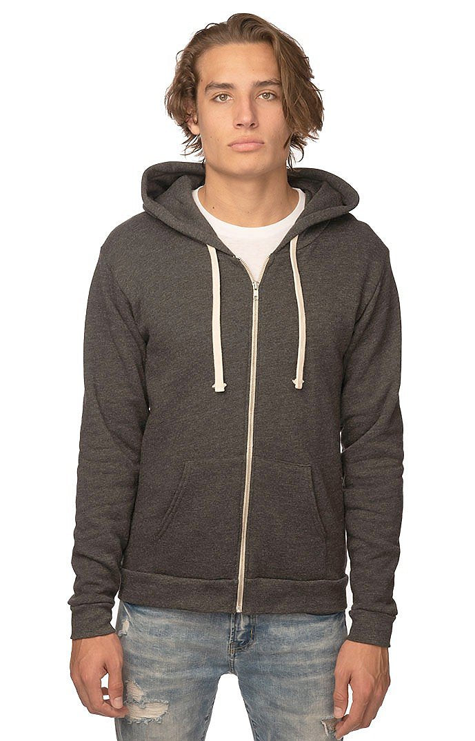 Royal Apparel 96050 Unisex Organic RPET Fleece Zip Hoodie - Heather Coal