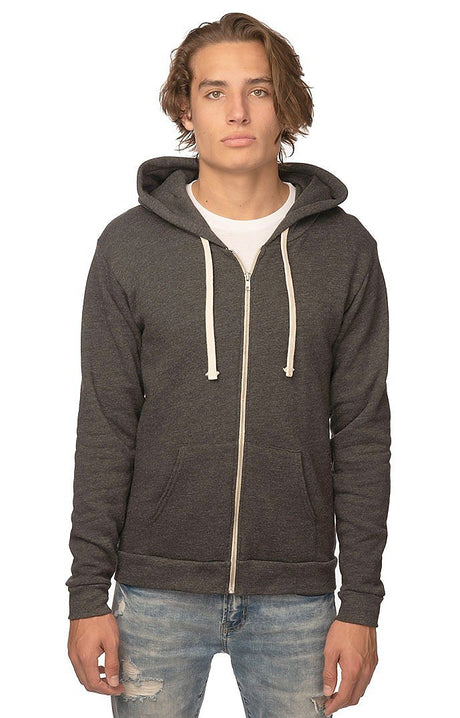 Royal Apparel 96050 Unisex Organic RPET Fleece Zip Hoodie - Heather Coal