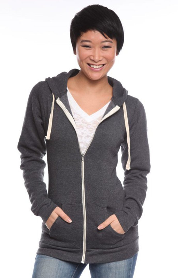 Royal Apparel 96050 Unisex Organic RPET Fleece Zip Hoodie - Heather Coal