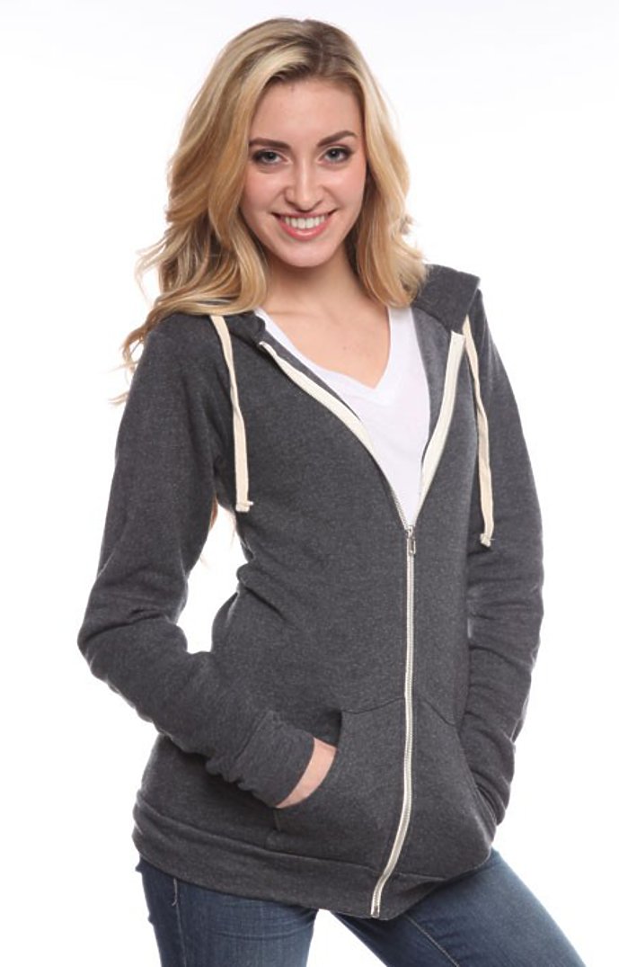 Royal Apparel 96050 Unisex Organic RPET Fleece Zip Hoodie - Heather Coal