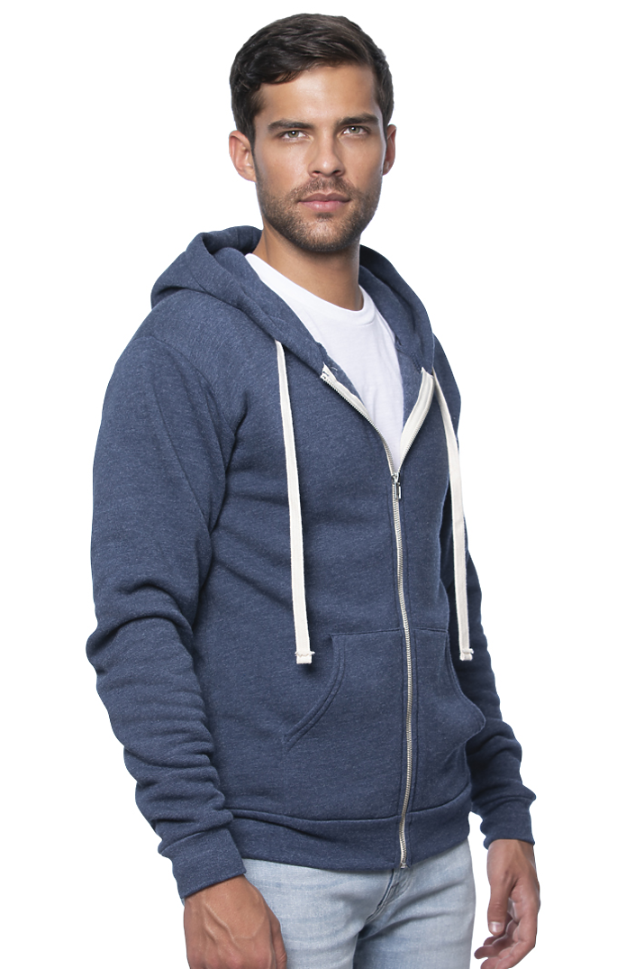 Royal Apparel 96050 Unisex Organic RPET Fleece Zip Hoodie - Heather Dusk