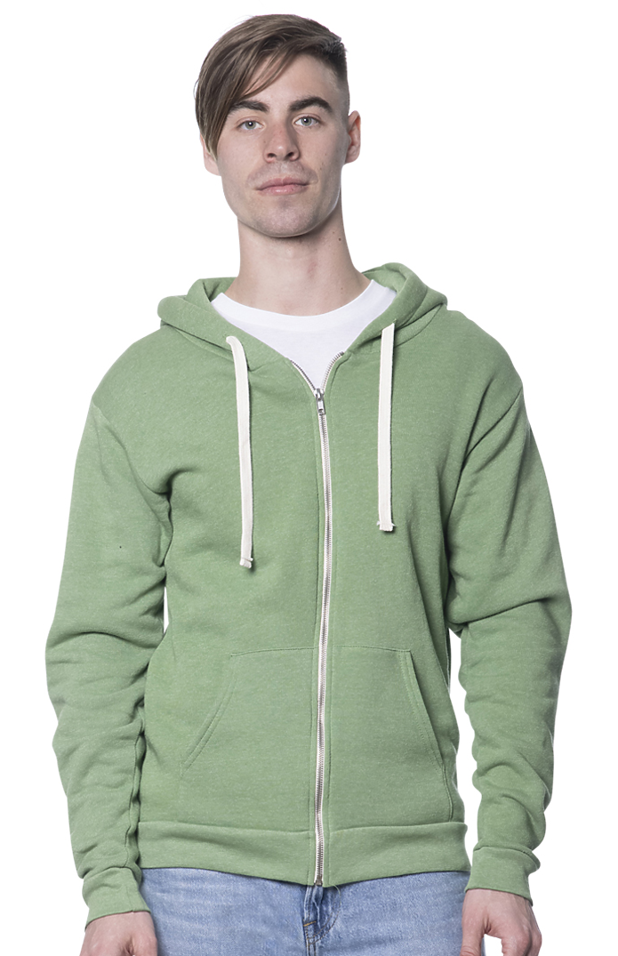 Royal Apparel 96050 Unisex Organic RPET Fleece Zip Hoodie - Heather Kiwi