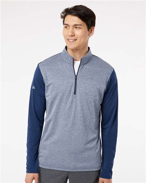 Adidas Men's Ultimate365 Heather Block Print Quarter-Zip Pullover - Adidas A522