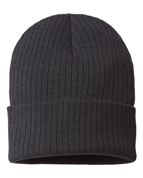 Atlantis Headwear Sustainable Rib Cuffed Beanie - Atlantis Headwear RIO Atlantis Headwear Black One Size