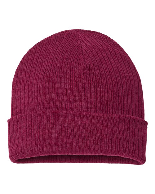 Atlantis Headwear Sustainable Rib Cuffed Beanie - Atlantis Headwear RIO Atlantis Headwear Burgundy One Size