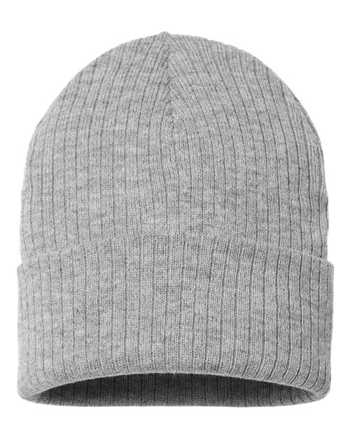 Atlantis Headwear Sustainable Rib Cuffed Beanie - Atlantis Headwear RIO Atlantis Headwear Light Grey Melange One Size