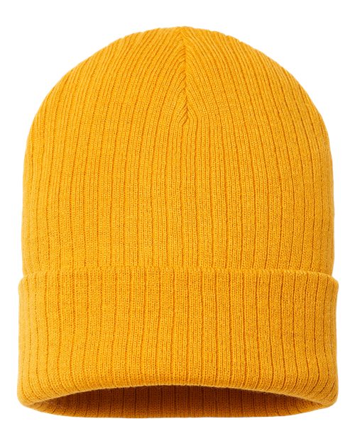 Atlantis Headwear Sustainable Rib Cuffed Beanie - Atlantis Headwear RIO Atlantis Headwear Mustard Yellow One Size