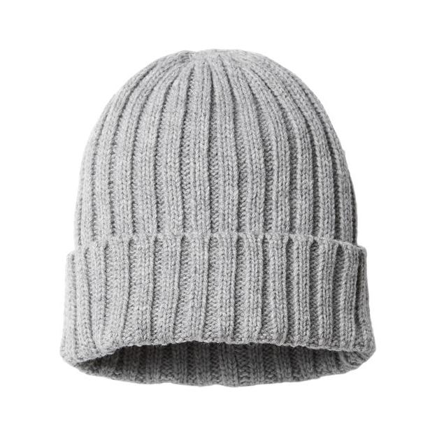 Atlantis Headwear Sustainable Cable Knit Cuffed Beanie - Atlantis Headwear SHORE Atlantis Headwear Light Grey Melange One Size