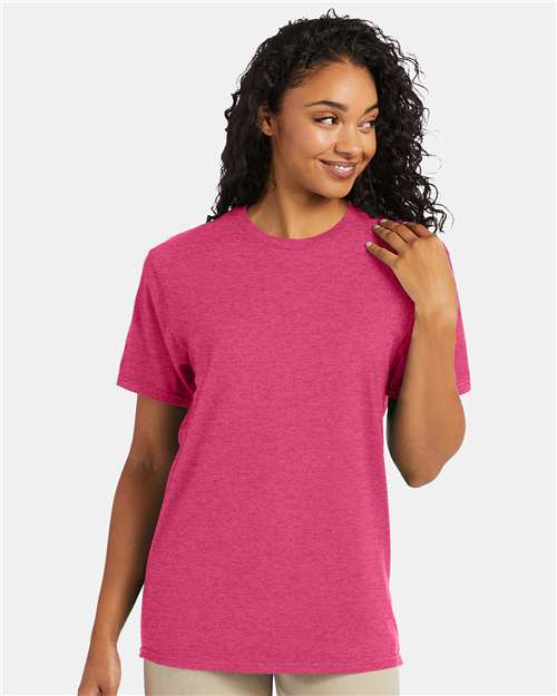 Hanes Perfect-T T-Shirt - Wow Pink Heather - Hanes 4980 Hanes