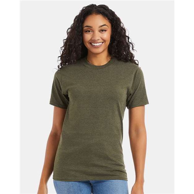 Hanes Beefy-T® T-Shirt - Military Green Heather - Hanes 5180 Hanes Military Green Heather S