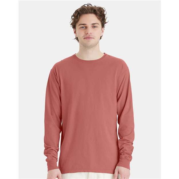 ComfortWash by Hanes Garment-Dyed Long Sleeve T-Shirt - Nantucket Red - ComfortWash by Hanes GDH200 ComfortWash by Hanes Nantucket Red S