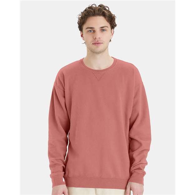 ComfortWash by Hanes Garment-Dyed Crewneck Sweatshirt - Mauve - ComfortWash by Hanes GDH400 ComfortWash by Hanes Mauve M