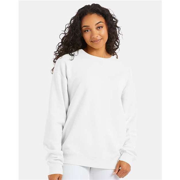 ComfortWash by Hanes Garment-Dyed Crewneck Sweatshirt - White - ComfortWash by Hanes GDH400 ComfortWash by Hanes White S