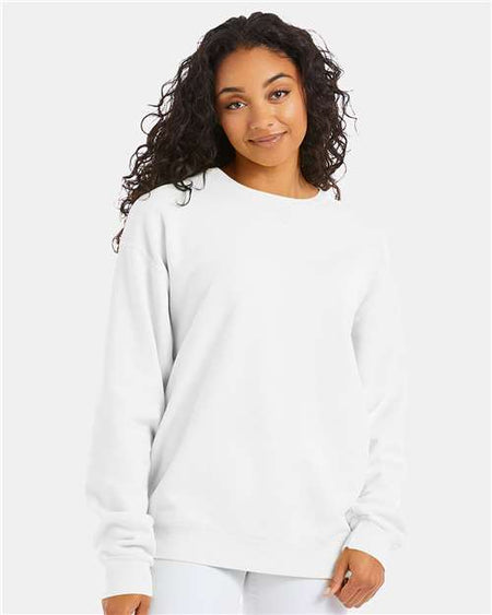 ComfortWash by Hanes Garment-Dyed Crewneck Sweatshirt - White - ComfortWash by Hanes GDH400 ComfortWash by Hanes