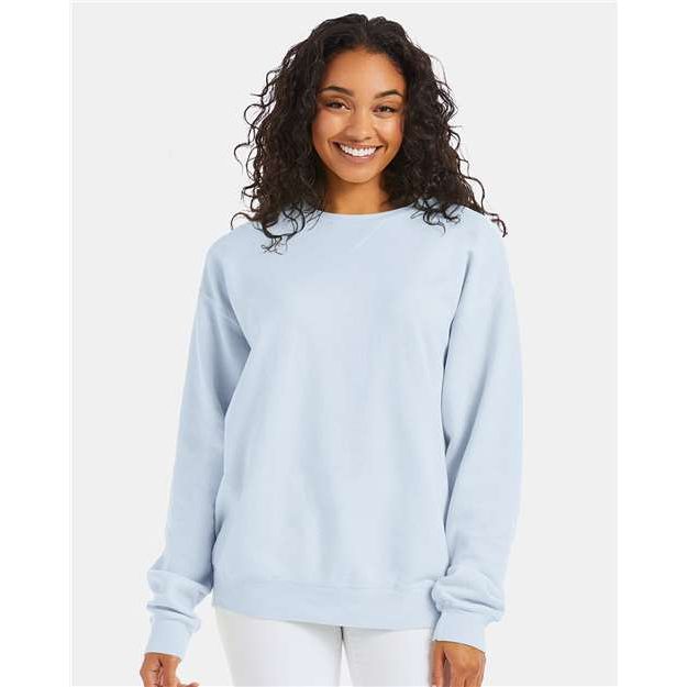 ComfortWash by Hanes Garment-Dyed Crewneck Sweatshirt - Soothing Blue - ComfortWash by Hanes GDH400 ComfortWash by Hanes Soothing Blue S