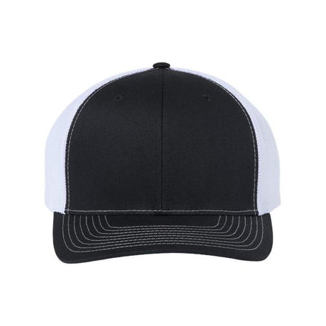 Richardson 112+ R-Flex Adjustable Trucker Cap - Richardson 112PL Richardson Black/ White Adjustable