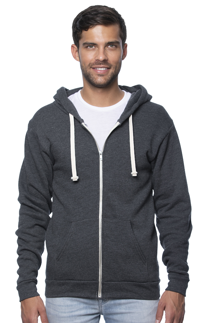 Royal Apparel 97150 Unisex Organic RPET French Terry Zip Hoodie - Heather Coal
