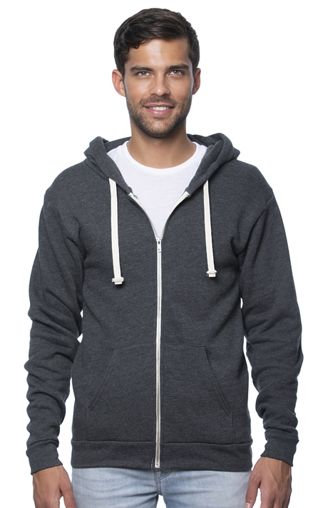 Royal Apparel 97150 Unisex Organic RPET French Terry Zip Hoodie - Heather Coal