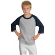 Youth Colorblock Raglan Jersey DRI-EQUIP Heather Grey/Navy Youth X-Small