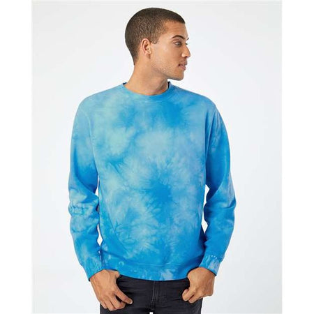 Independent Trading Co. Midweight Tie-Dyed Crewneck Sweatshirt - Independent Trading Co. PRM3500TD Independent Trading Co. Tie Dye Aqua Blue XS