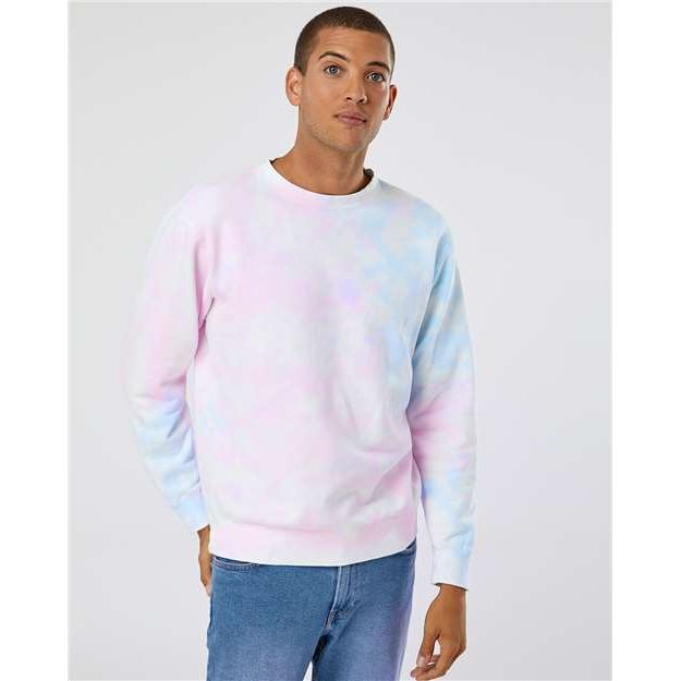 Independent Trading Co. Midweight Tie-Dyed Crewneck Sweatshirt - Independent Trading Co. PRM3500TD Independent Trading Co. Tie Dye Cotton Candy XS