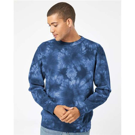 Independent Trading Co. Midweight Tie-Dyed Crewneck Sweatshirt - Independent Trading Co. PRM3500TD Independent Trading Co. Tie Dye Navy XS