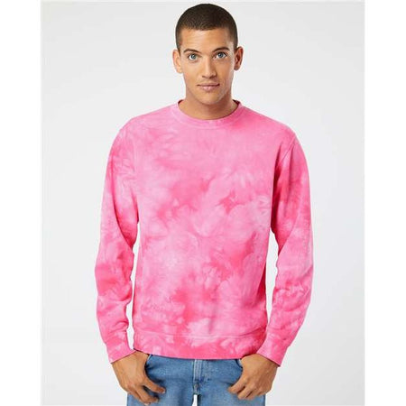 Independent Trading Co. Midweight Tie-Dyed Crewneck Sweatshirt - Independent Trading Co. PRM3500TD Independent Trading Co. Tie Dye Pink XS