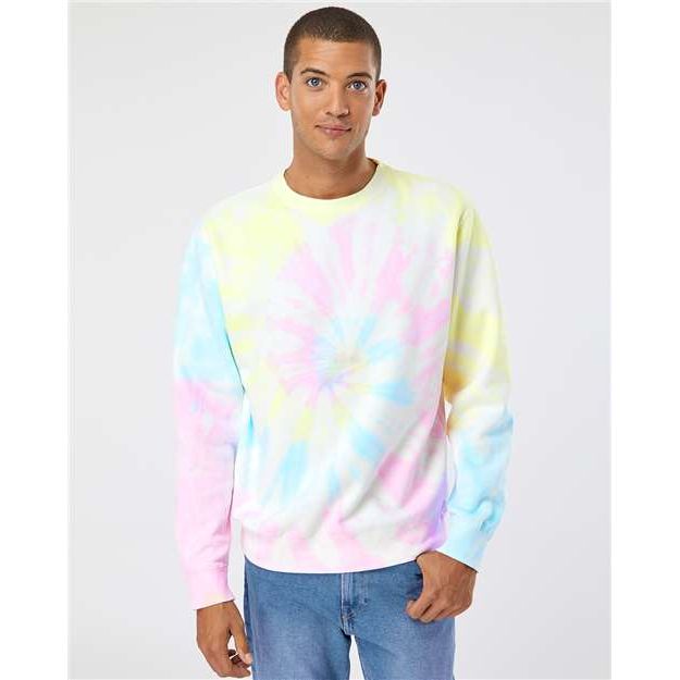 Independent Trading Co. Midweight Tie-Dyed Crewneck Sweatshirt - Independent Trading Co. PRM3500TD Independent Trading Co. Tie Dye Sunset Swirl XS