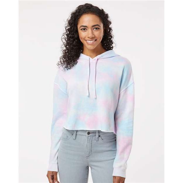 Independent Trading Co. Women’s Lightweight Crop Hooded Sweatshirt - Independent Trading Co. AFX64CRP Independent Trading Co. Tie Dye Cotton Candy XS