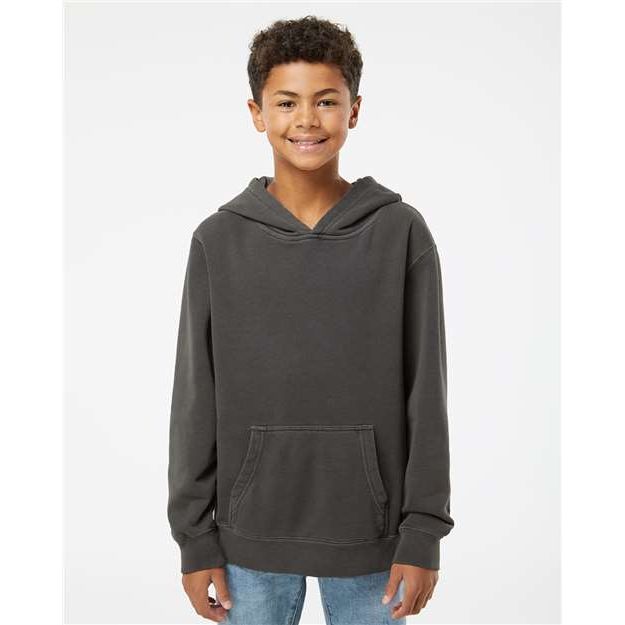 Independent Trading Co. Youth Midweight Pigment-Dyed Hooded Sweatshirt - Independent Trading Co. PRM1500Y Independent Trading Co. Pigment Black XS