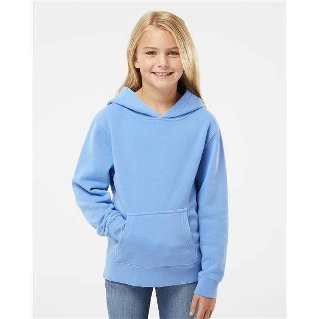 Independent Trading Co. Youth Midweight Pigment-Dyed Hooded Sweatshirt - Independent Trading Co. PRM1500Y Independent Trading Co. Pigment Light Blue XS