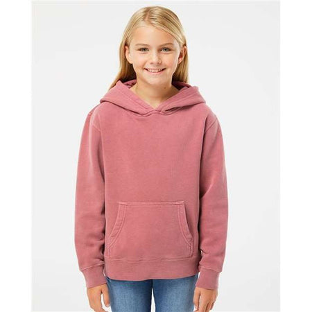 Independent Trading Co. Youth Midweight Pigment-Dyed Hooded Sweatshirt - Independent Trading Co. PRM1500Y Independent Trading Co. Pigment Maroon XS