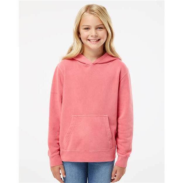 Independent Trading Co. Youth Midweight Pigment-Dyed Hooded Sweatshirt - Independent Trading Co. PRM1500Y Independent Trading Co. Pigment Pink XS