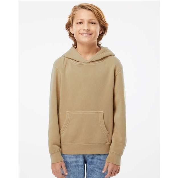 Independent Trading Co. Youth Midweight Pigment-Dyed Hooded Sweatshirt - Independent Trading Co. PRM1500Y Independent Trading Co. Pigment Sandstone XS