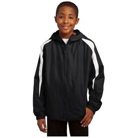 Youth Fleece-Lined Colorblock Jacket DRI-EQUIP Black/White Youth Small
