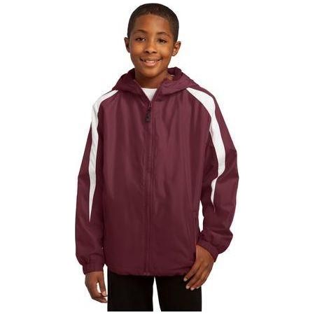 Youth Fleece-Lined Colorblock Jacket DRI-EQUIP Maroon/White Youth Large