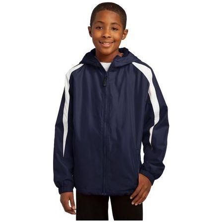 Youth Fleece-Lined Colorblock Jacket DRI-EQUIP True Navy/White Youth Large