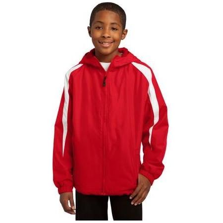 Youth Fleece-Lined Colorblock Jacket DRI-EQUIP True Red/White Youth Large