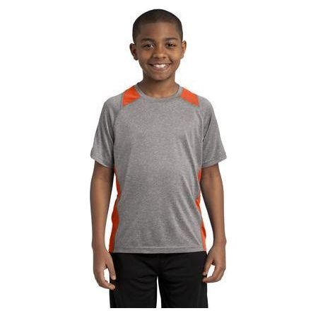 Youth Heather Colorblock Contender Tee DRI-EQUIP Vintage Heather/Deep Orange Youth Small