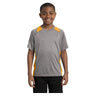 Youth Heather Colorblock Contender Tee DRI-EQUIP Vintage Heather/Gold Youth X-Small