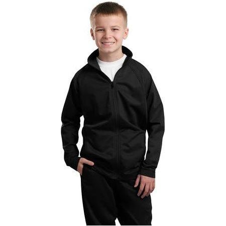 Joe's USA Youth Tricot Track Jacket DRI-EQUIP Black/Black Youth Large