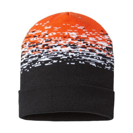 CAP AMERICA USA-Made Static Cuffed Beanie - CAP AMERICA RKS12 CAP AMERICA Black/ White/ Deep Orange One Size