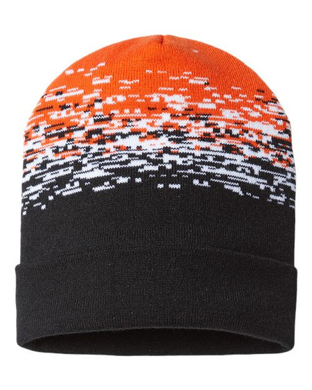 CAP AMERICA USA-Made Static Cuffed Beanie - CAP AMERICA RKS12 CAP AMERICA Black/ White/ Deep Orange One Size