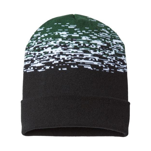CAP AMERICA USA-Made Static Cuffed Beanie - CAP AMERICA RKS12 CAP AMERICA Black/ White/ Forest One Size