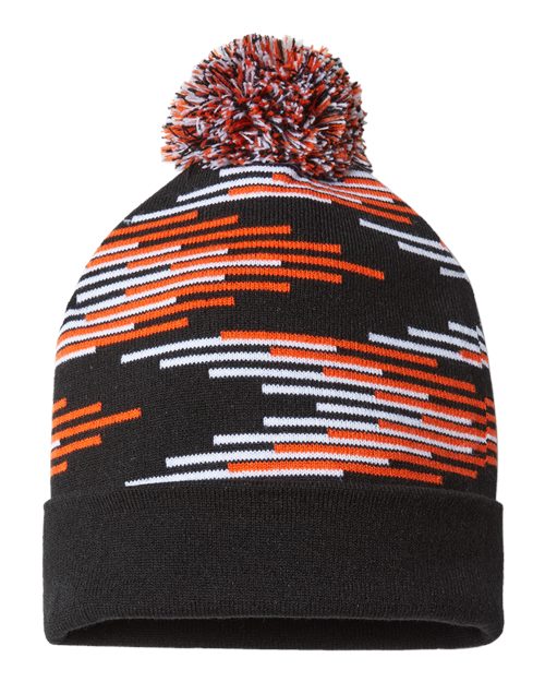 CAP AMERICA USA-Made Bar Beanie - CAP AMERICA RKB12 CAP AMERICA Black/ Deep Orange/ White One Size