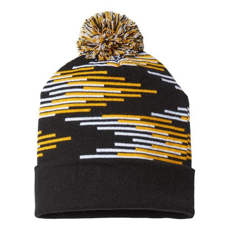 CAP AMERICA USA-Made Bar Beanie - CAP AMERICA RKB12 CAP AMERICA Black/ Gold/ White One Size