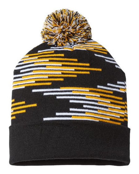 CAP AMERICA USA-Made Bar Beanie - CAP AMERICA RKB12 CAP AMERICA Black/ Gold/ White One Size