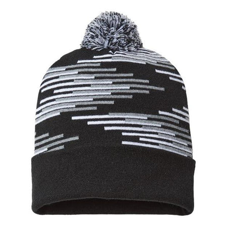 CAP AMERICA USA-Made Bar Beanie - CAP AMERICA RKB12 CAP AMERICA Black/ Heather Grey/ White One Size